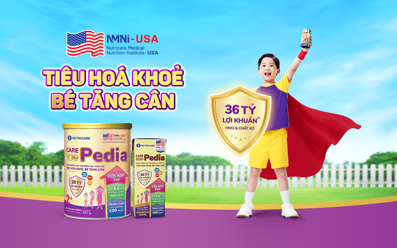 Care 100 Pedia – Dinh dưỡng hỗ trợ tiêu hóa khỏe, bé tăng cân