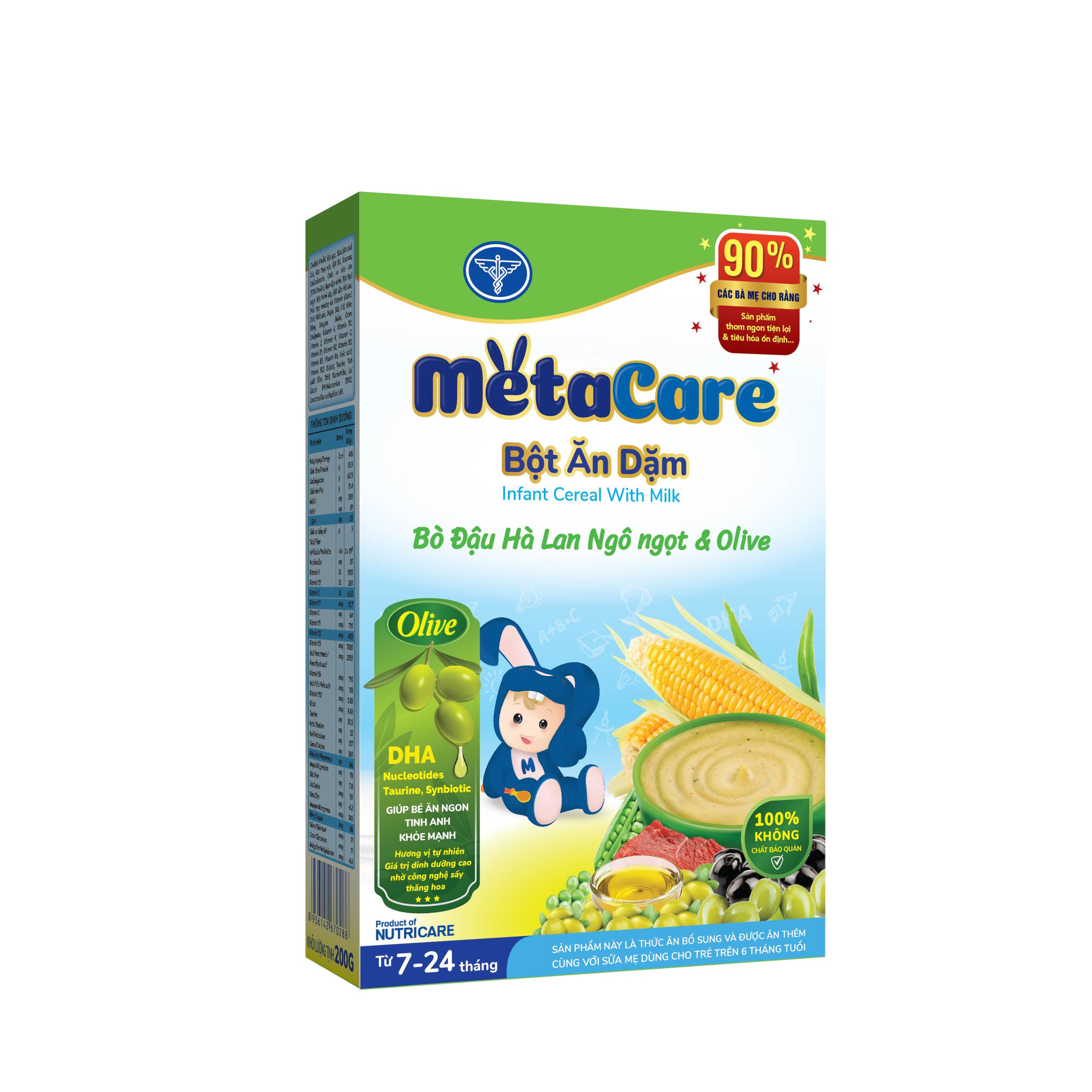 Thực phẩm bổ sung Bột ăn dặm Metacare bò đậu hà lan ngô ngọt & Olive