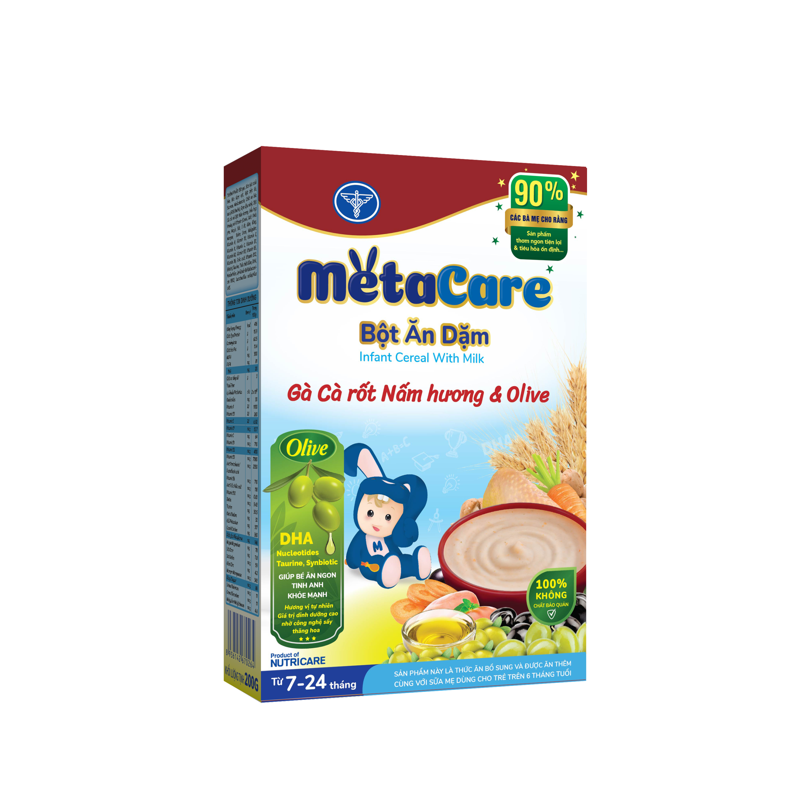 Thực phẩm bổ sung Bột ăn dặm Metacare gà cà rốt nấm hương & Olive