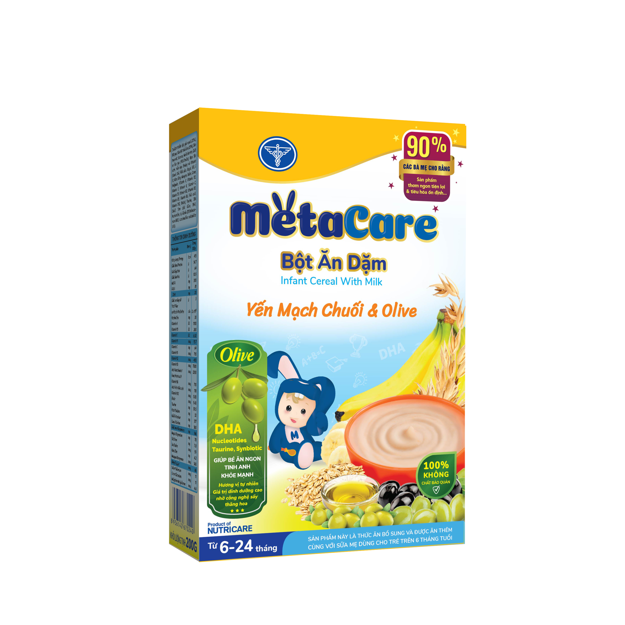 Thực phẩm bổ sung Bột ăn dặm Metacare Yến Mạch Chuối & Olive