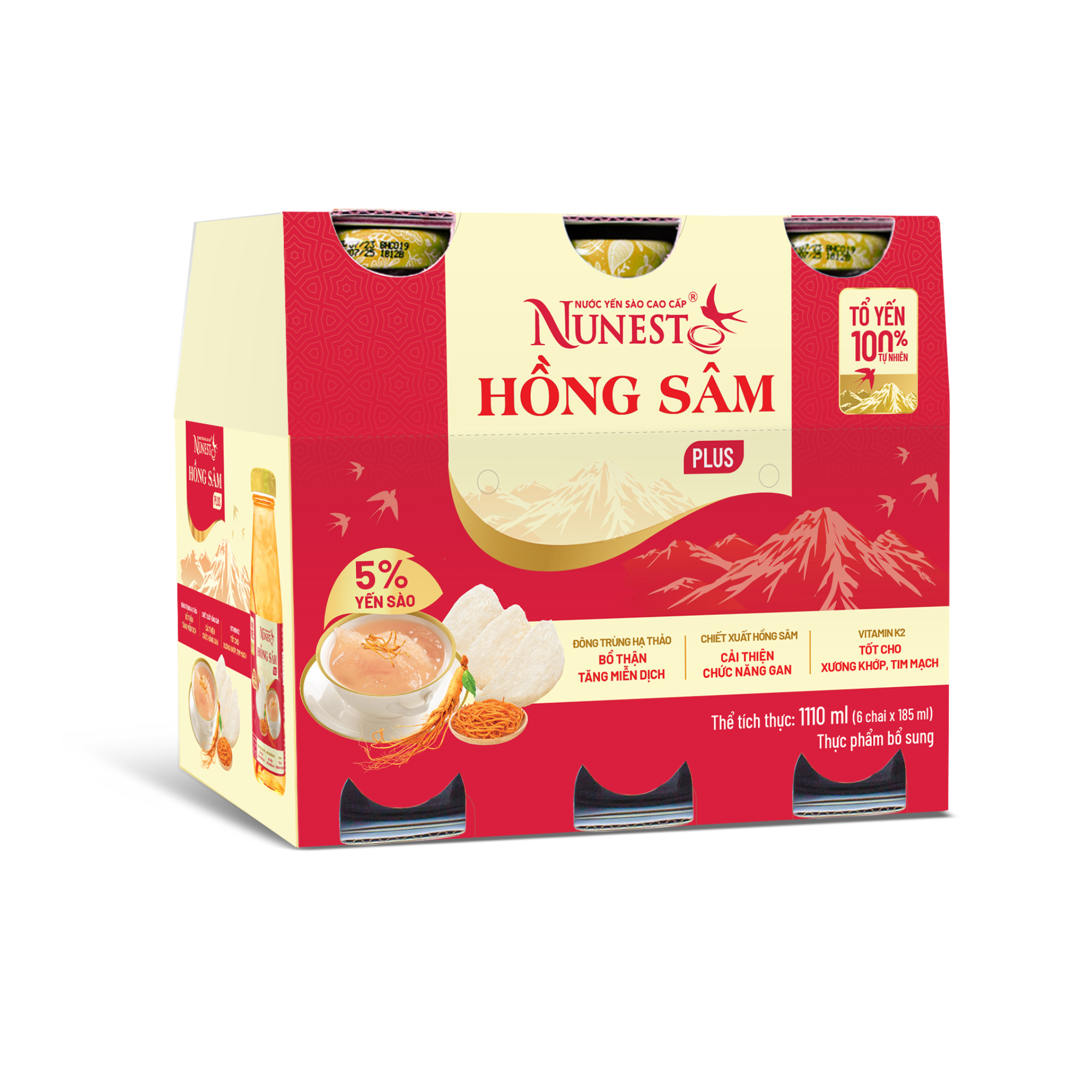 Nước yến sào cao cấp Nunest Hồng sâm Plus