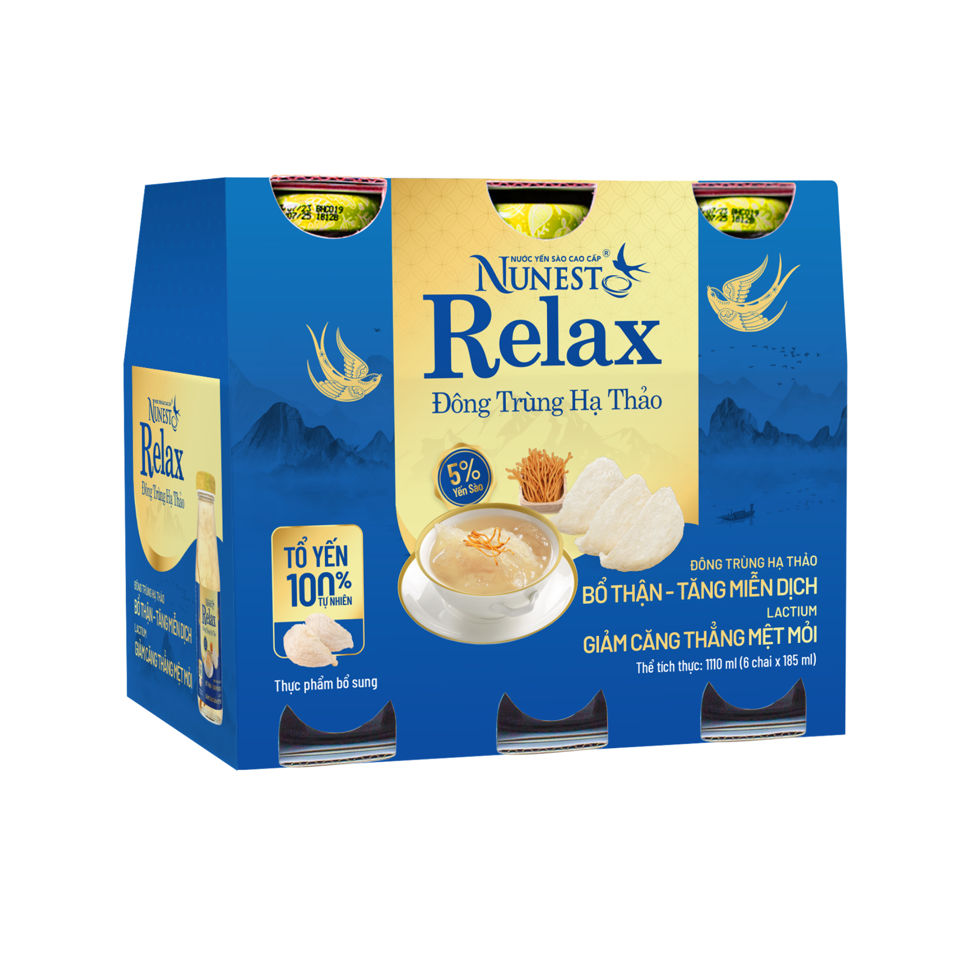 Nước yến sào cao cấp Nunest Relax Đông trùng hạ thảo