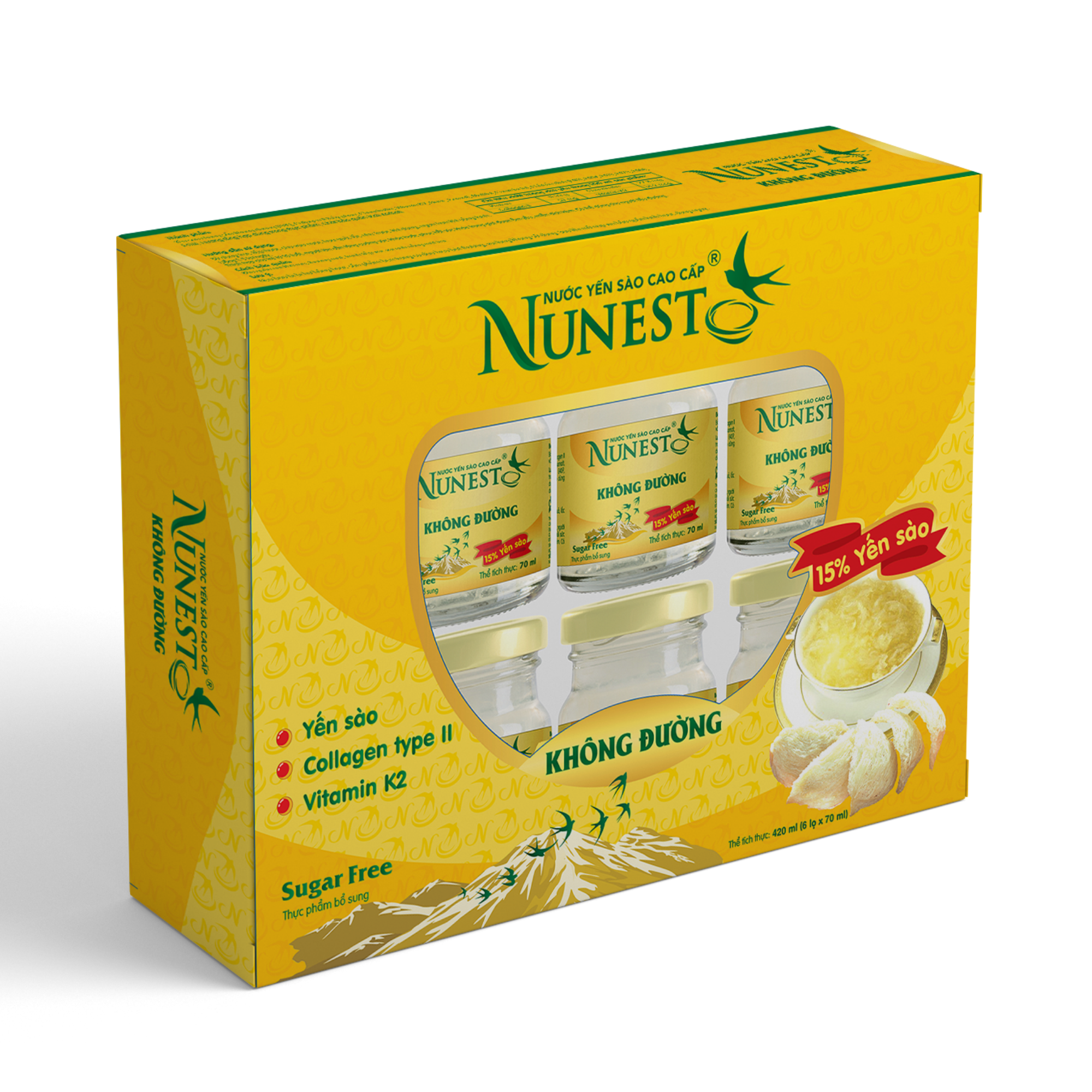 Nước yến sào cao cấp Nunest Không đường