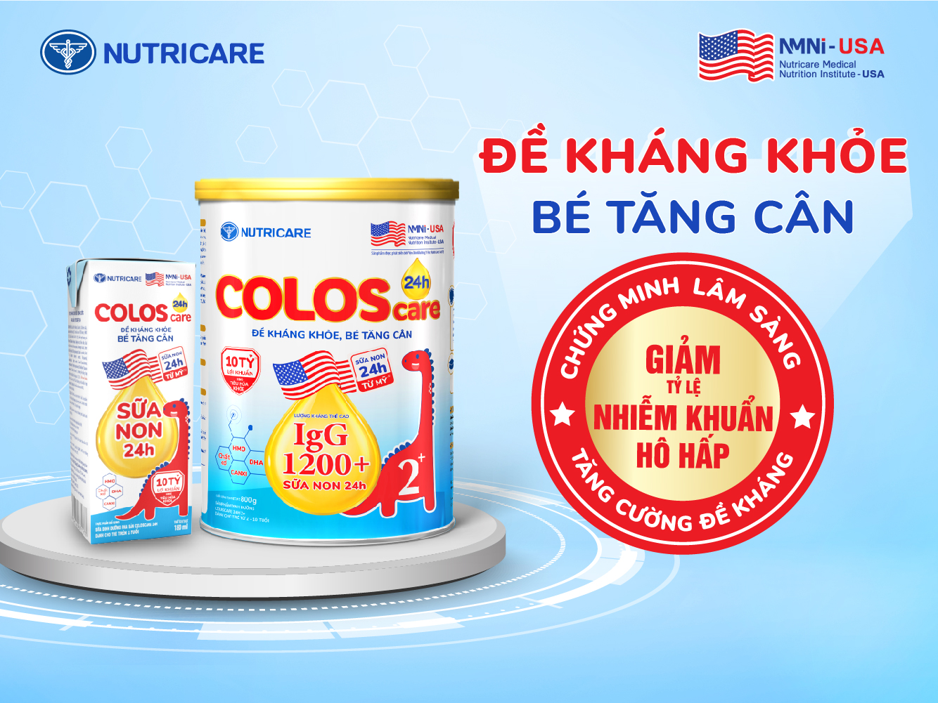 ColosCare 24h 2+ được chứng minh lâm sàng giúp giảm tỷ lệ nhiễm khuẩn hô hấp – tăng cường đề kháng cho trẻ