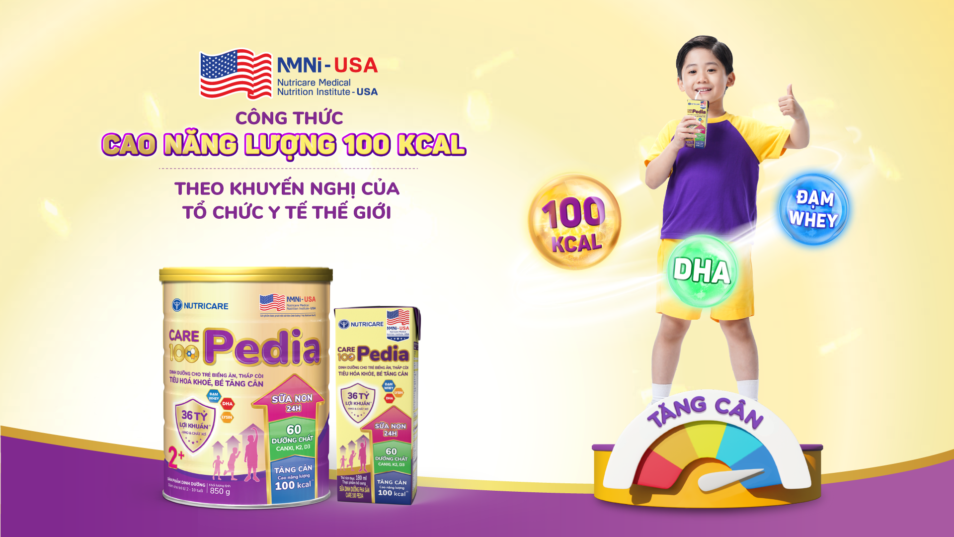 Nutricare ứng dụng công nghệ lợi khuẩn Postbiotic trong Care 100 Pedia hỗ trợ tiêu hoá khoẻ, bé tăng cân