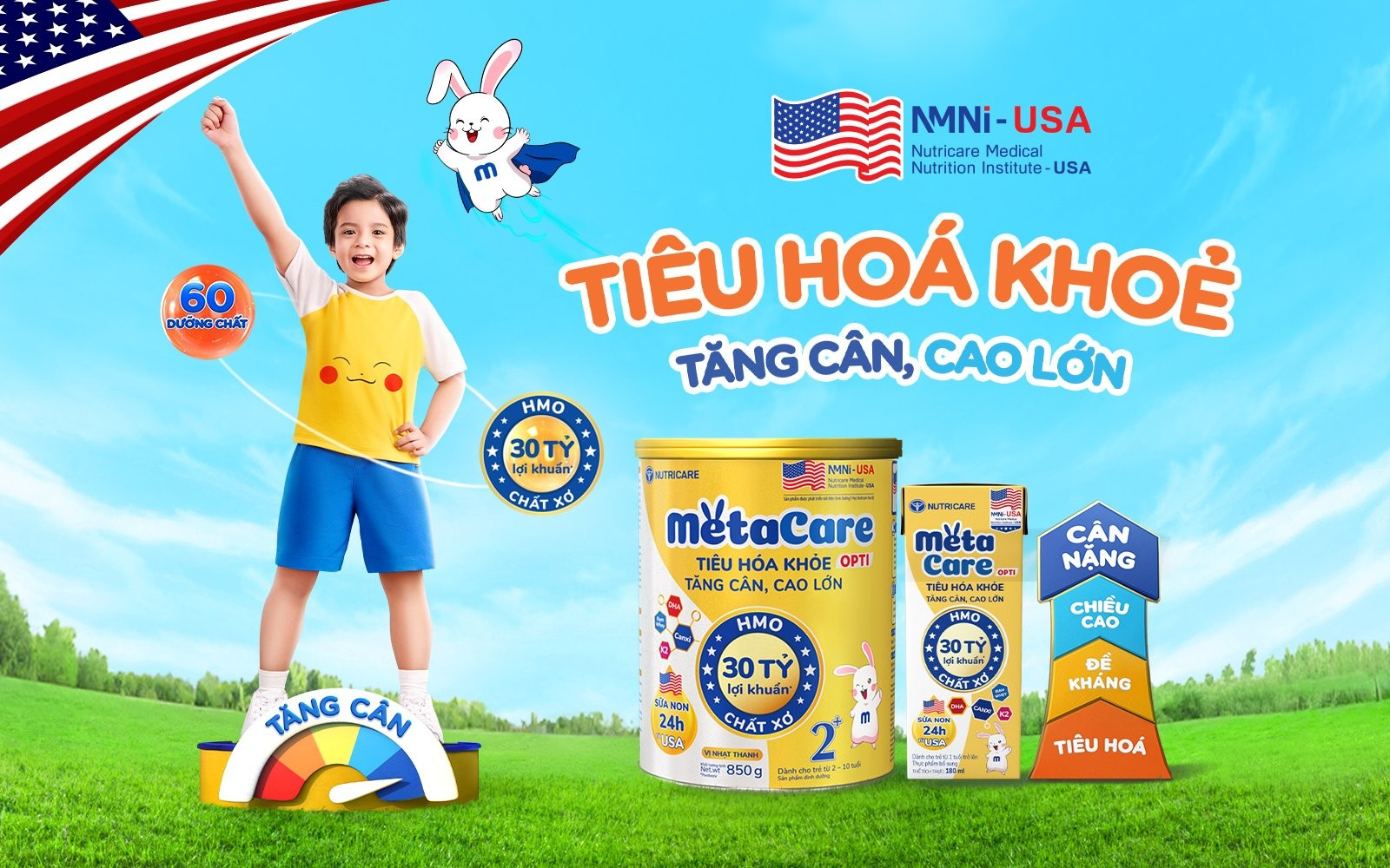 Sữa mát Metacare Opti – Thương hiệu Quốc gia Dinh dưỡng Y học giúp trẻ tiêu hóa khỏe, tăng cân, cao lớn