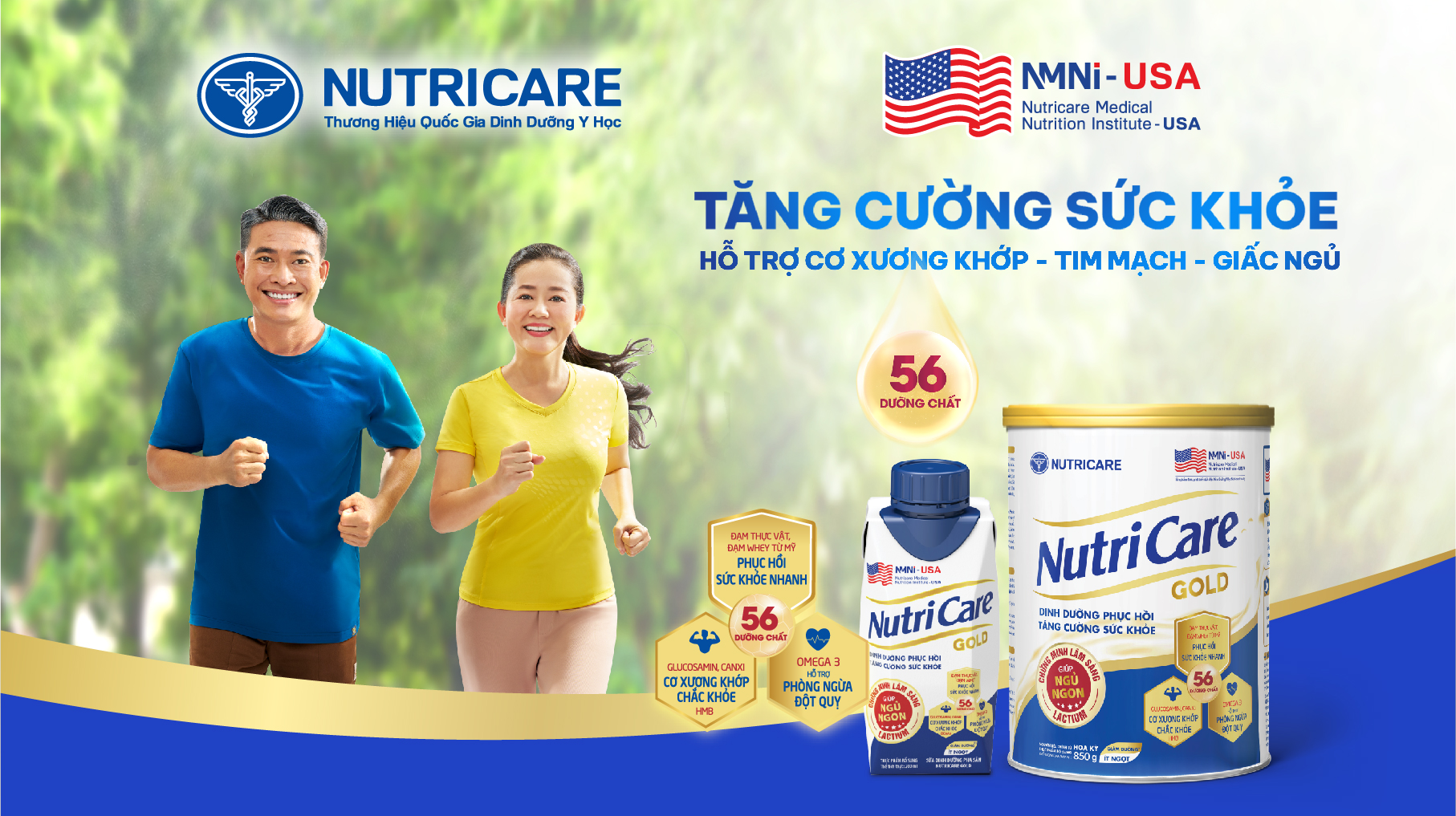 Nutricare Gold với 56 dưỡng chất giúp tăng cường sức khỏe, hỗ trợ cơ xương khớp, tim mạch và giấc ngủ