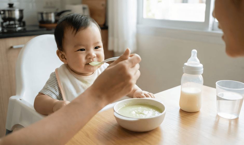 bé ăn dặm bị táo bón