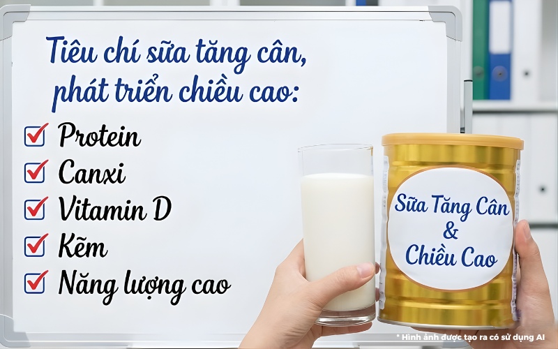 sữa tăng cân và phát triển chiều cao