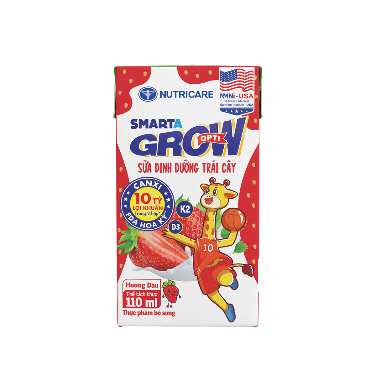 Thực phẩm bổ sung Sữa dinh dưỡng trái cây Nutricare Smarta Grow Opti hương Dâu