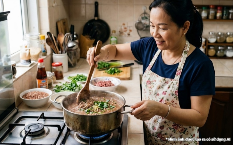 nấu cháo thịt bò cho người ốm