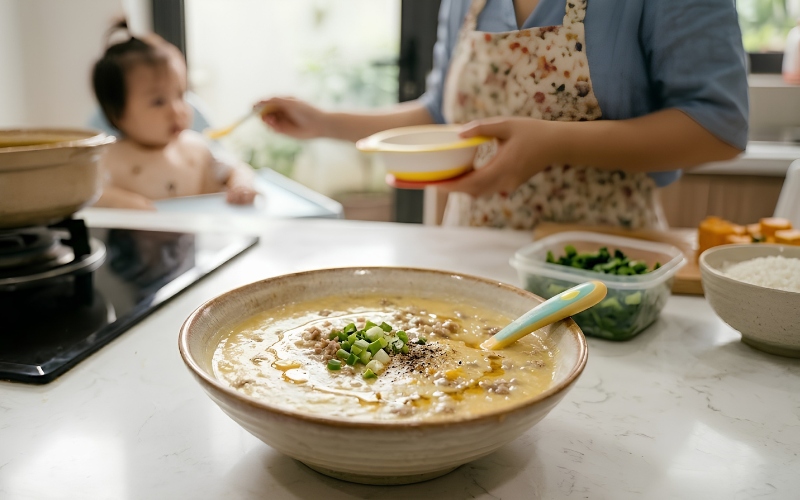 nấu cháo thịt bò cho người ốm