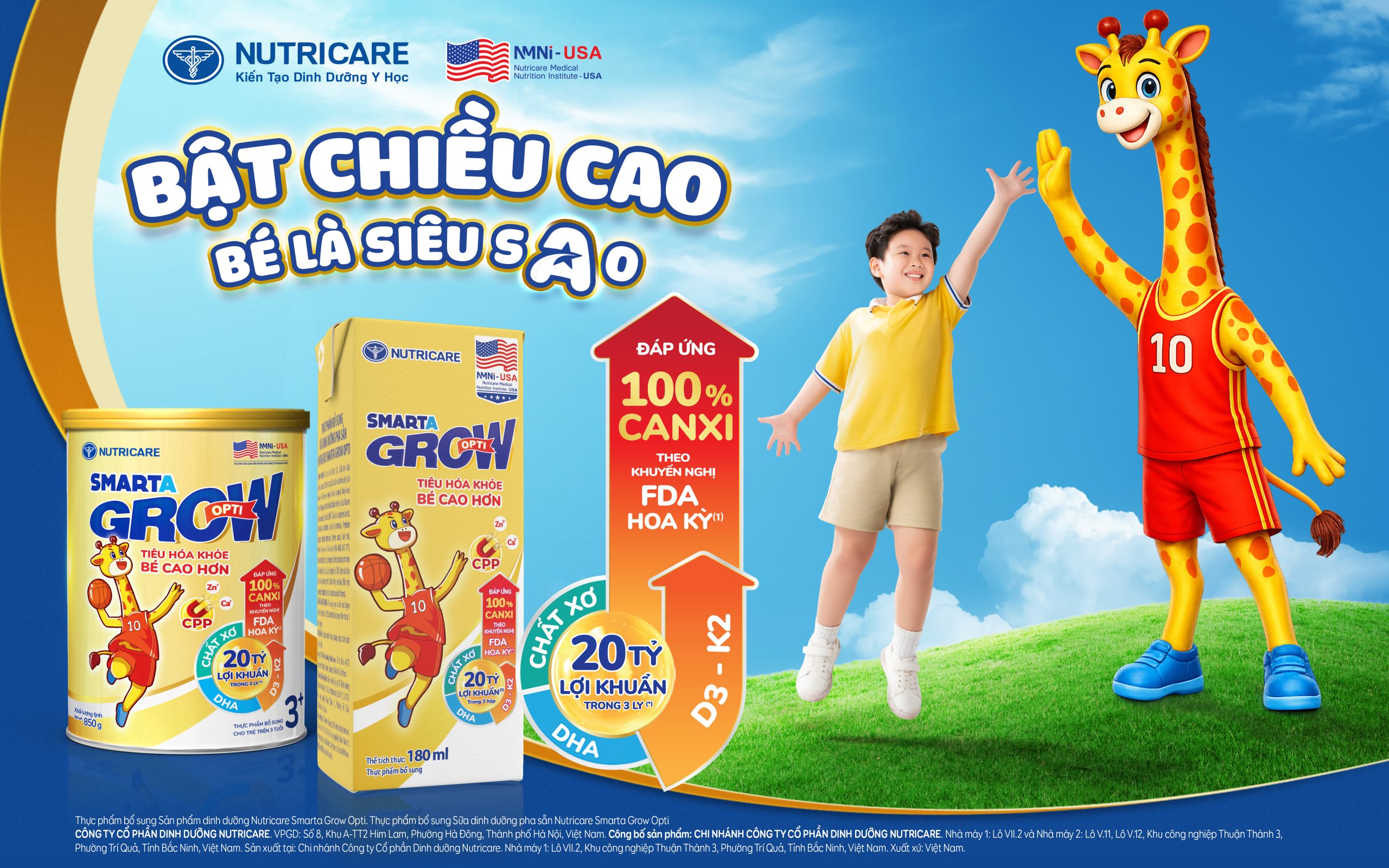 Say bye “nấm lùn” – Bật chiều cao, bé là “siêu sao” với Nutricare Smarta Grow Opti