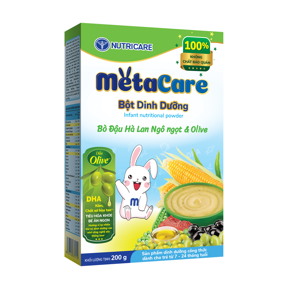 Sản phẩm dinh dưỡng công thức Bột dinh dưỡng Metacare Bò Đậu hà lan Ngô ngọt & Olive