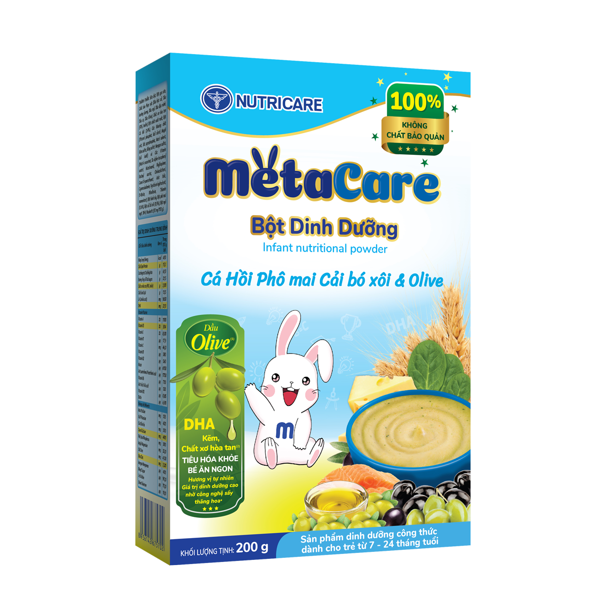 Sản phẩm dinh dưỡng công thức Bột dinh dưỡng Metacare Cá hồi Phô mai Cải bó xôi & Olive