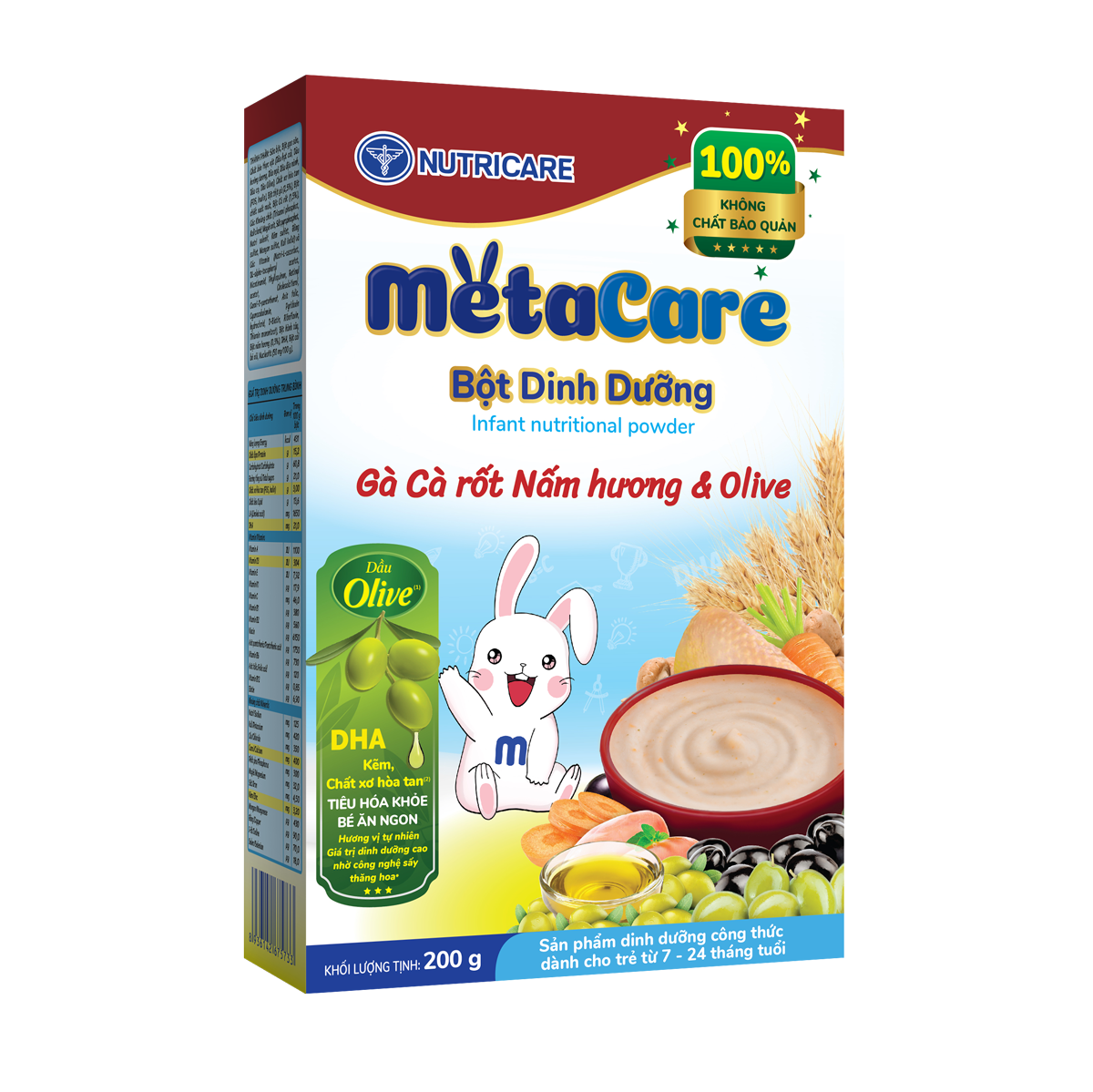 Sản phẩm dinh dưỡng công thức Bột dinh dưỡng Metacare Gà Cà rốt Nấm hương & Olive