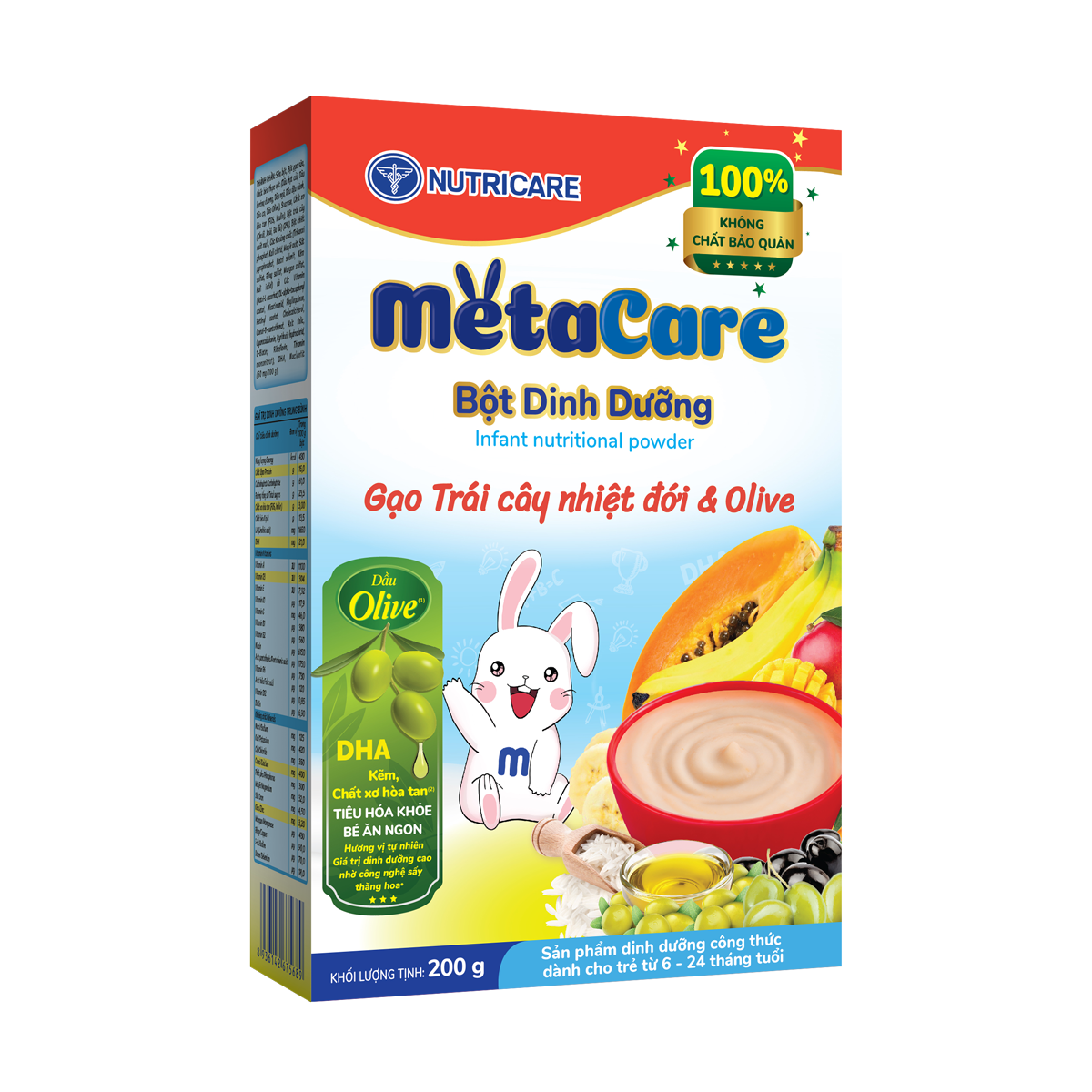 Sản phẩm dinh dưỡng công thức Bột dinh dưỡng Metacare Gạo Trái cây nhiệt đới & Olive