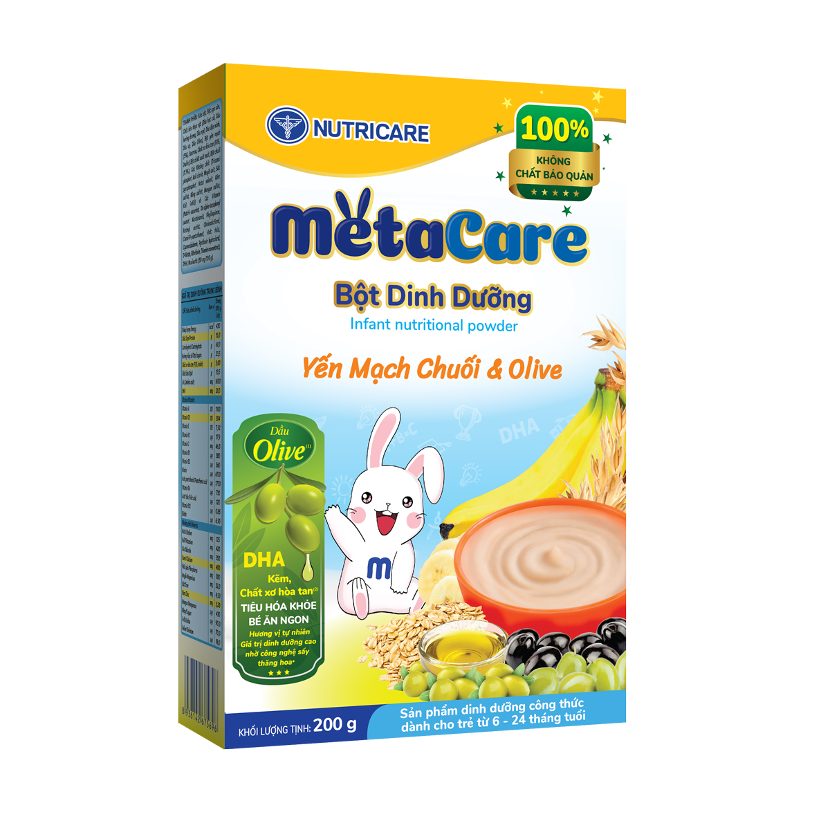 Sản phẩm dinh dưỡng công thức Bột dinh dưỡng Metacare Yến mạch Chuối & Olive